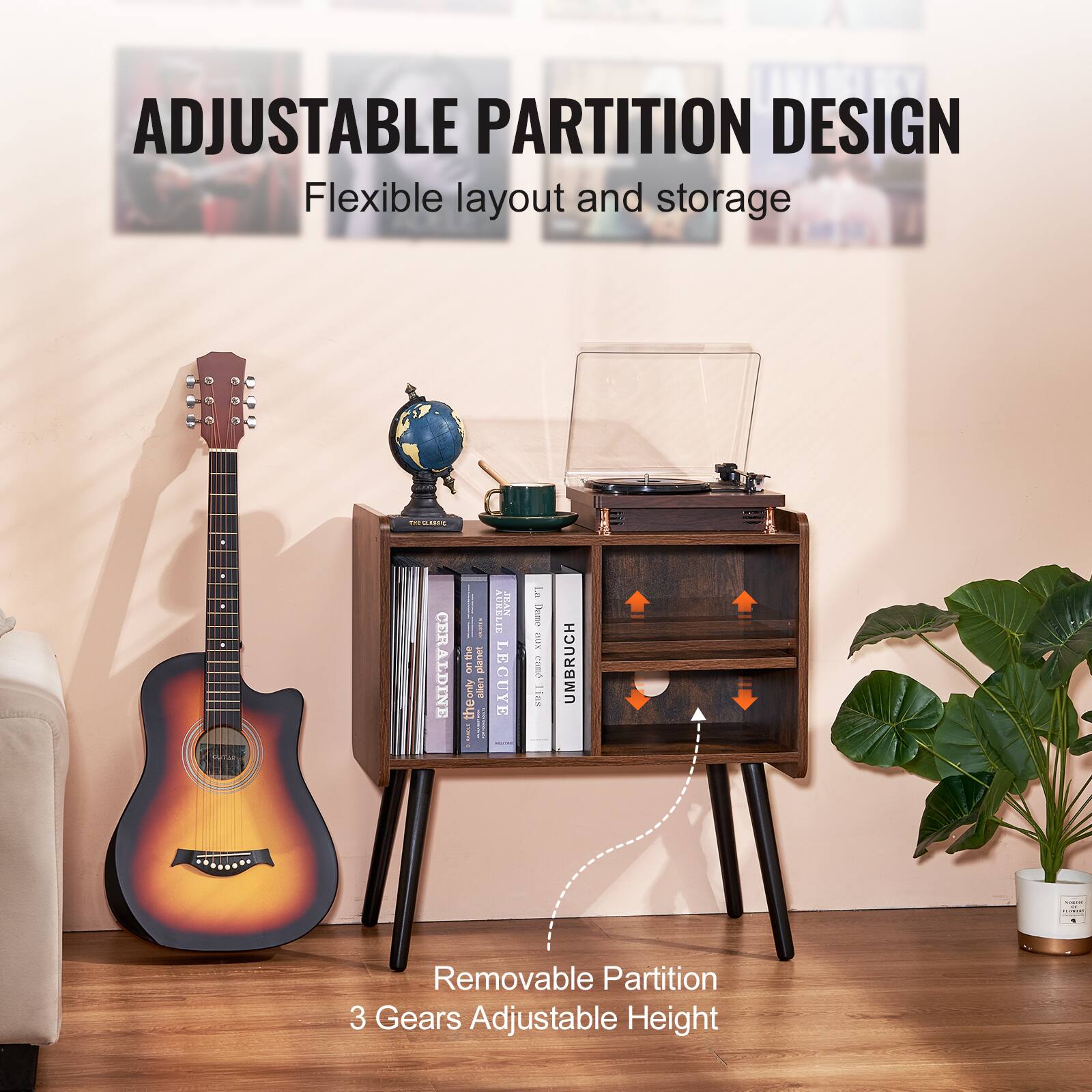 ADJUSTABLE PARTITION DESIGN  
Flexible layout and storage  

Removable Partition  
3 Gears Adjustable Height