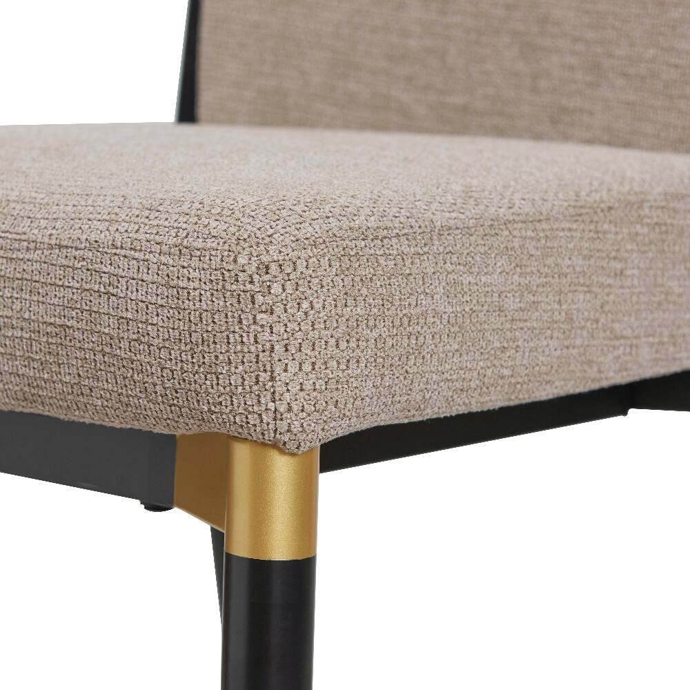 Alt View 6. Loheer - Loheer Modern Armless Dining Chairs Set of 2 Upholstered Iron Frame - Beige.