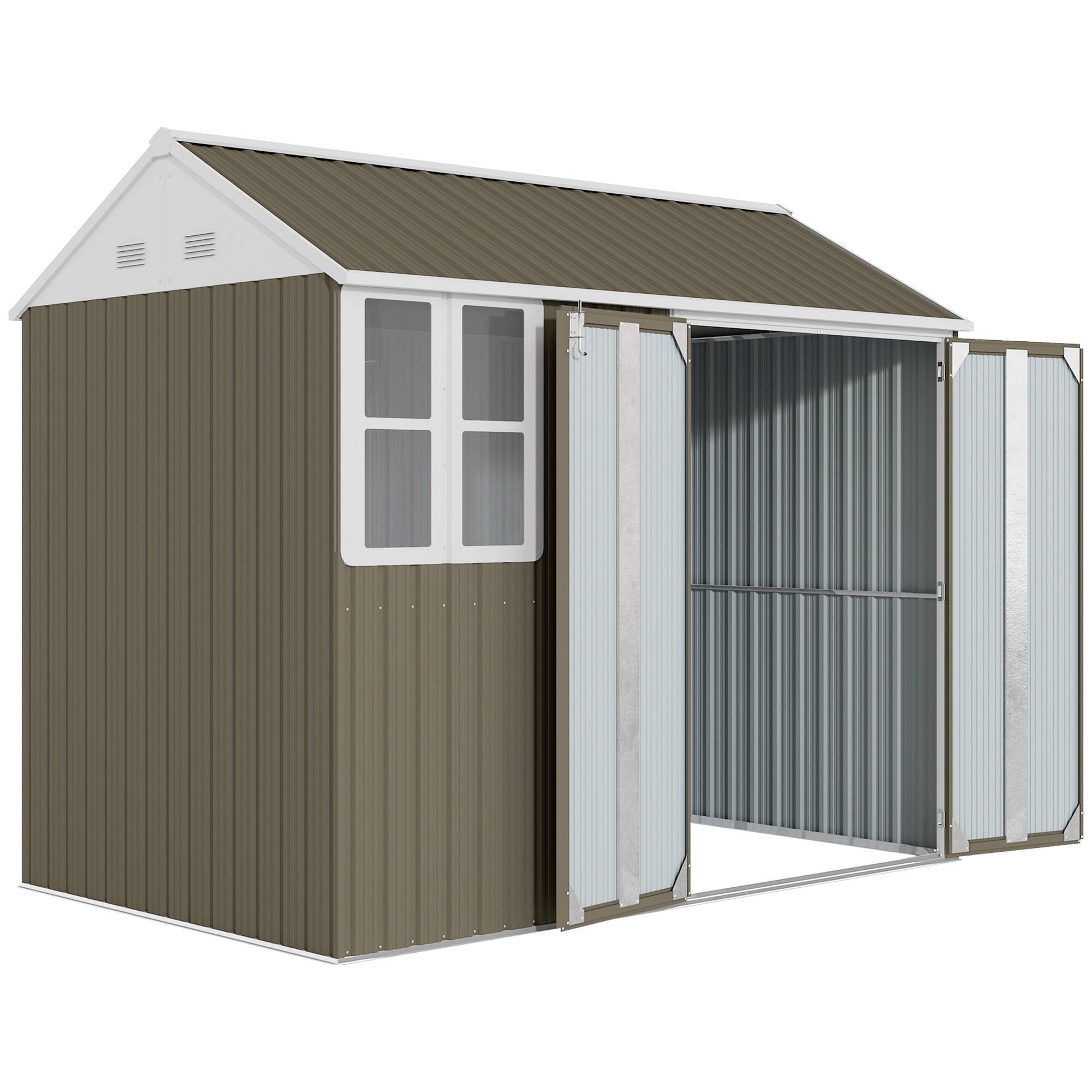 Outsunny - 8' x 5.5' Outdoor Storage Shed, Metal Garden Shed with Window & Double Lockable Door, Outdoor Tool Shed Storage price history on PriceWatchPro