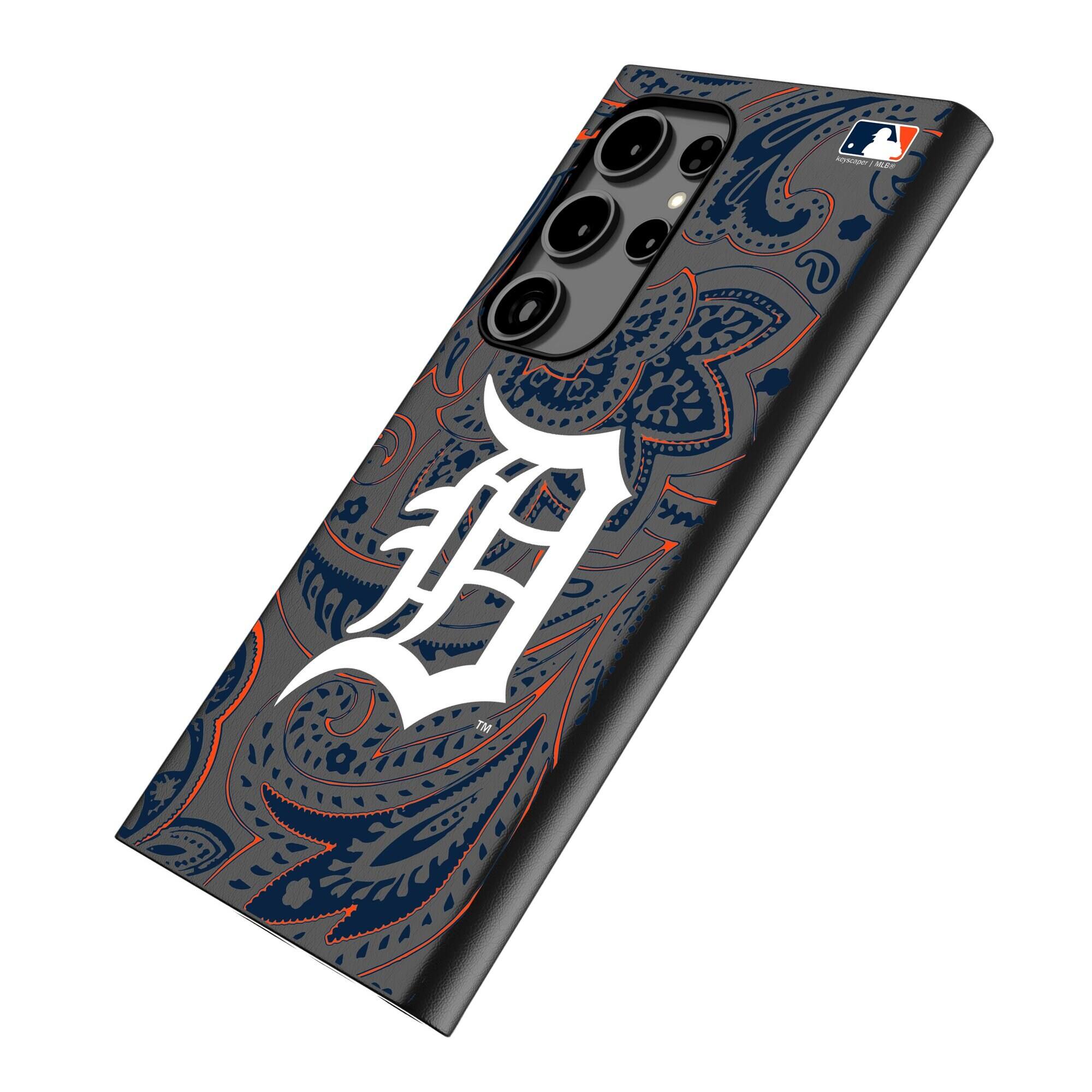 Alt View 1. Keyscaper - Detroit Tigers Paisley Galaxy Magnetic Bump Case - S25 - Black.