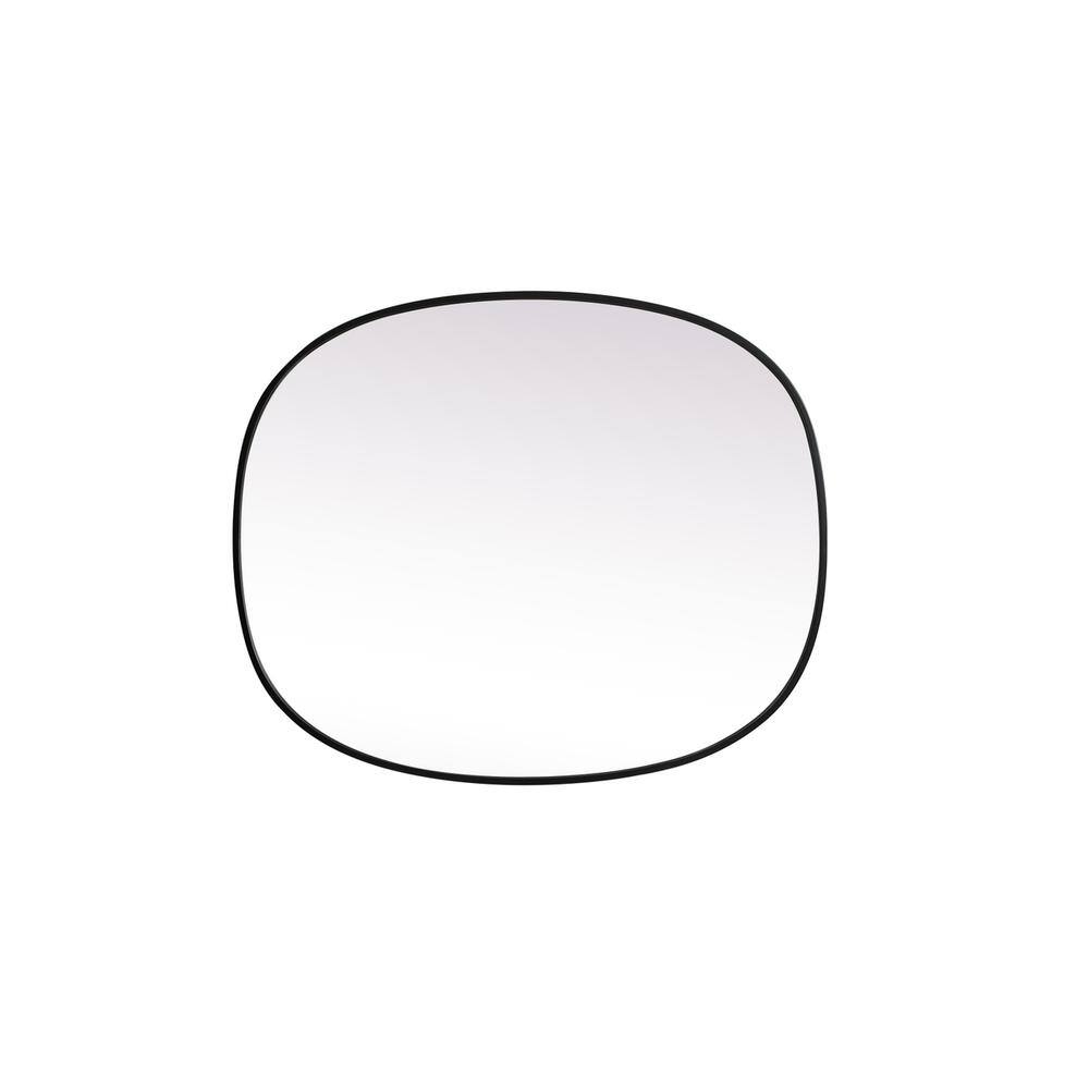 Back. Elegant Decor - Metal Frame Oval Mirror 30x36 Inch in Black - Black.