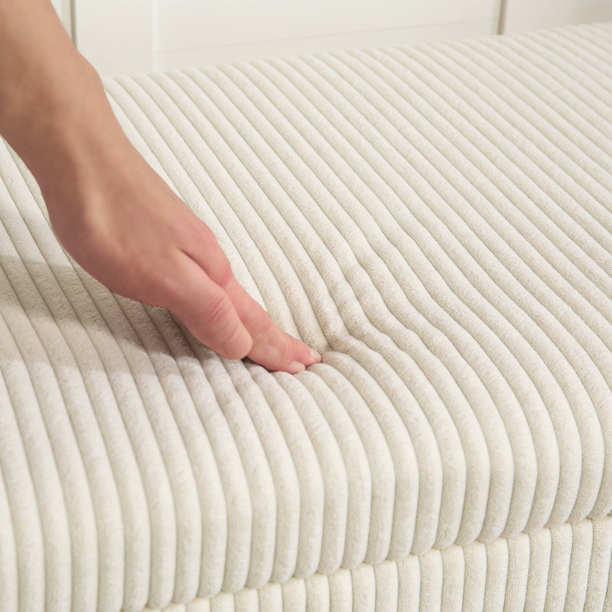 Alt View 8. Homcom - 47 Inches Storage Ottoman Bench, Foot Rest with Removable Lid, End of Bed Bench, Padded Seat, for Living Room, Bedroom - Beige.