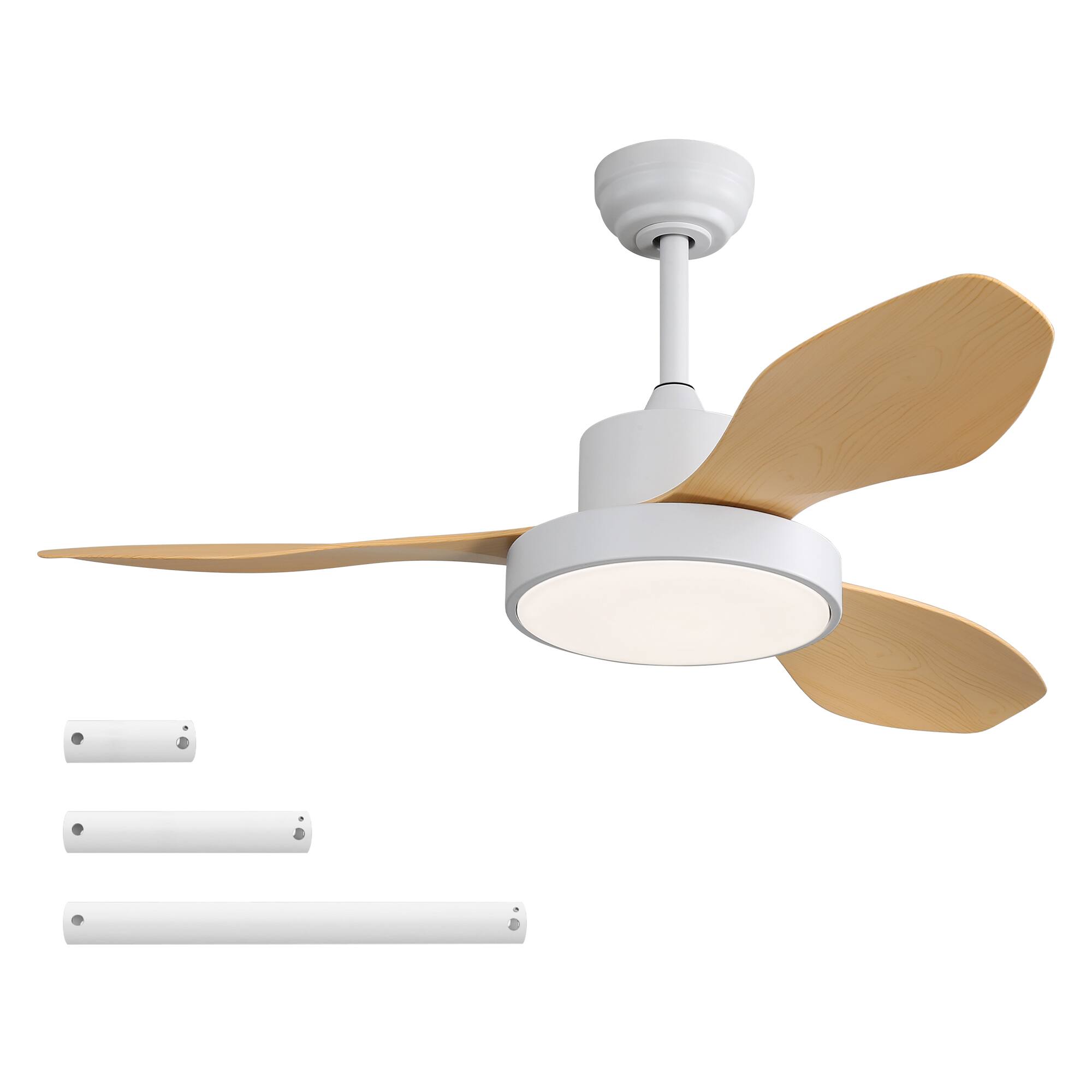 Front. GreenEver - Quiet 47 Inch Ceiling Fan with Lights, Reversible DC Motor, Dimmable LED & Remote for Modern Homes - Wood.