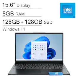 Lenovo - Ideapad 1 15.6" HD Laptop - Intel Celeron N4500 - 8GB Memory - 128GB eMMC+128GB SSD - 1Year Office 365 Personal - Abyss Blue