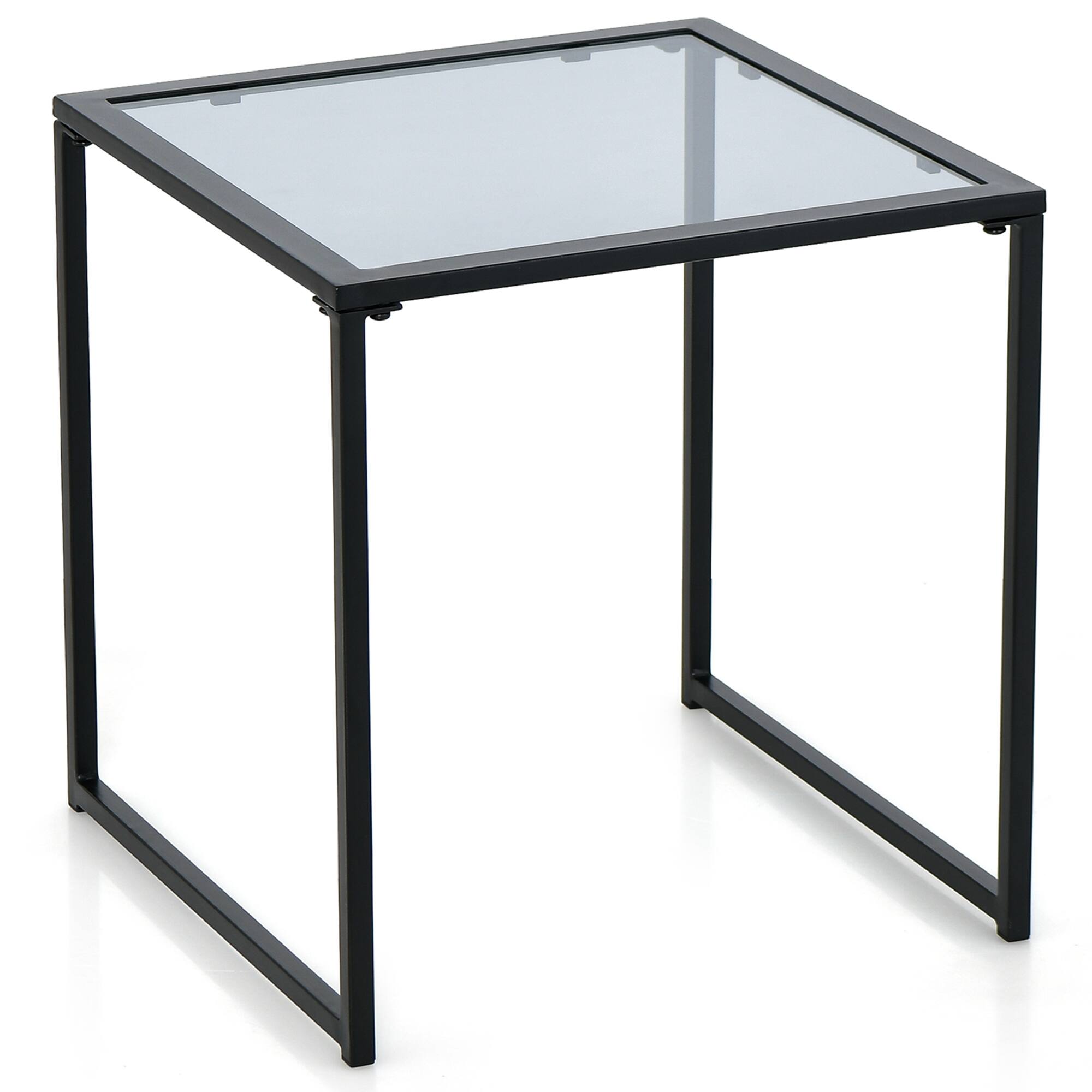 Alt View 9. Costway - Costway Patio Side Table Outdoor 17'' Tempered Glass End Coffee Table for Porch Garden - Black.