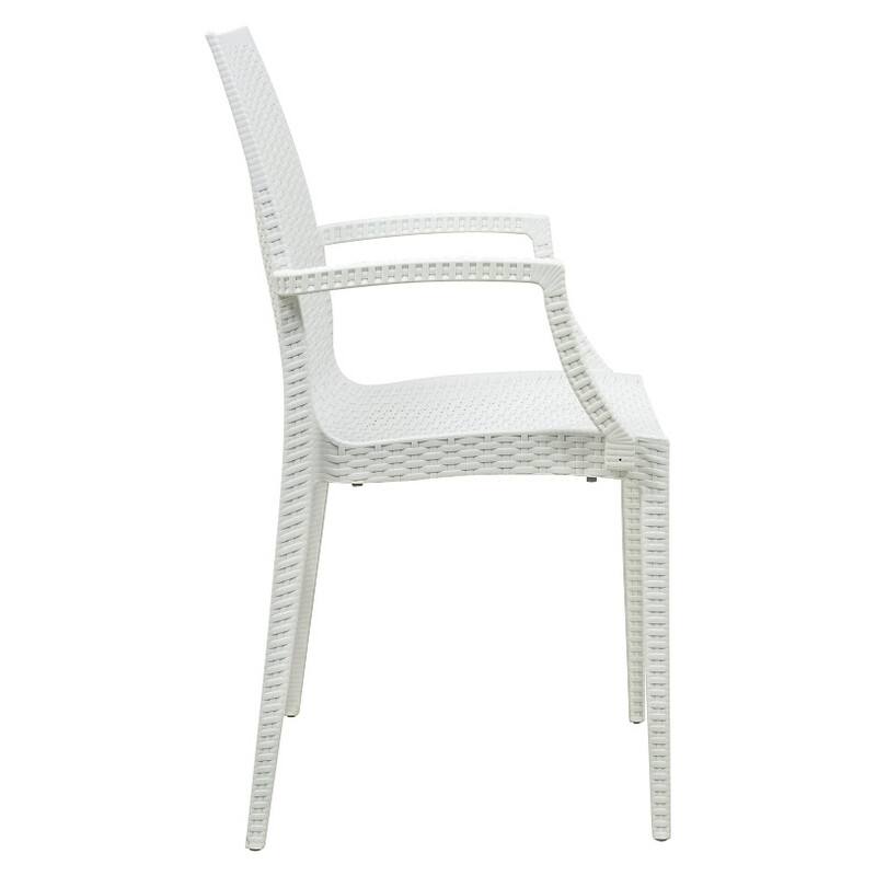 Alt View 1. LeisureMod - Mace Modern Stackable Indoor Outdoor Dining Chair - UV Protected and  No Assembly Required - White.