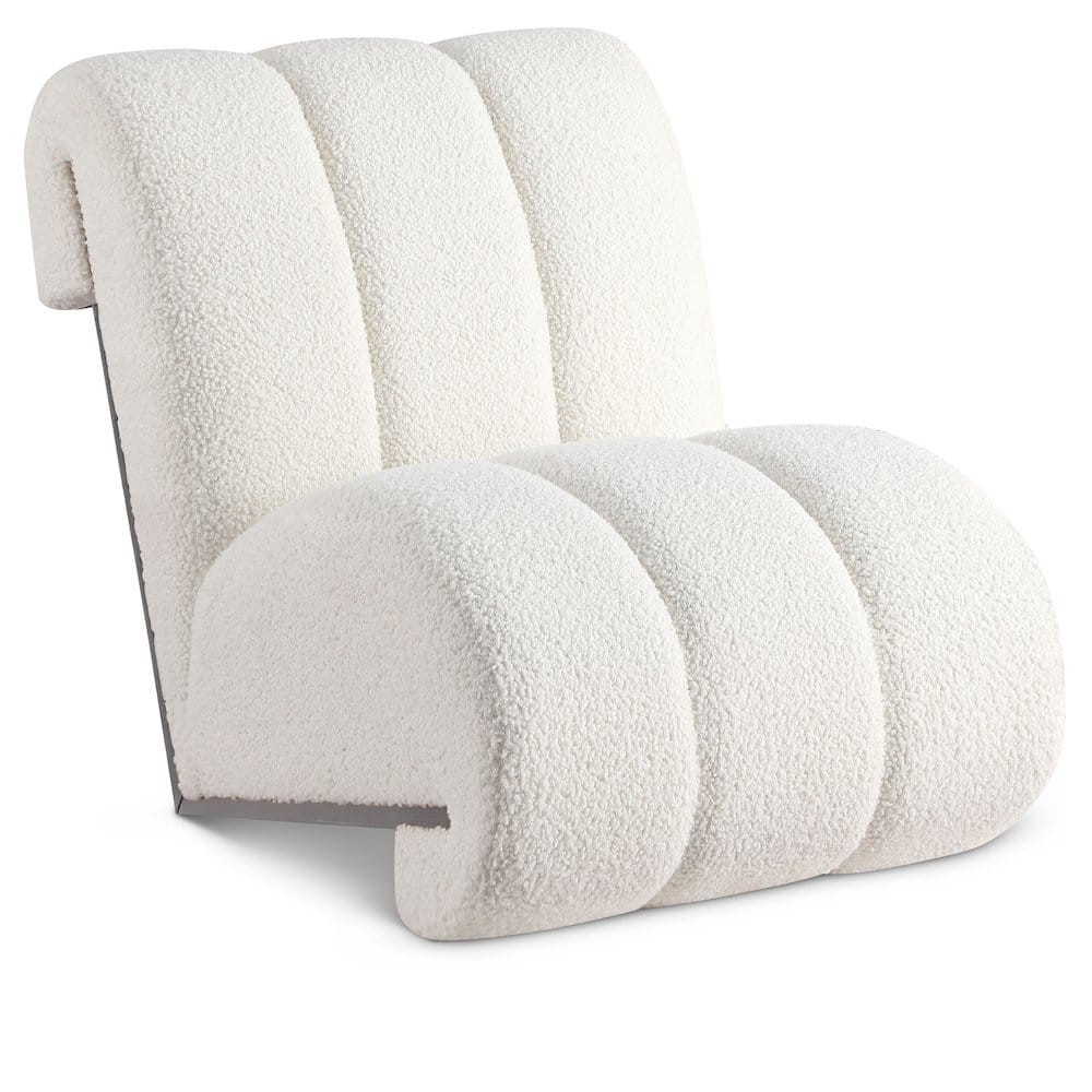 Meridian Furniture - Swoon Cream Faux Sheepskin Accent Chair - Beige