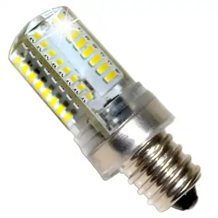 Front. HQRP - E12 7/16 in LED Sewing Machine Light Bulb 110 V 3 W Compatible with Brother LS-2125 LS-2160.
