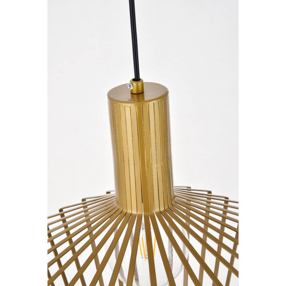 Alt View 2. Living District - Ronnie 1 Light Brass Pendant - Brass.