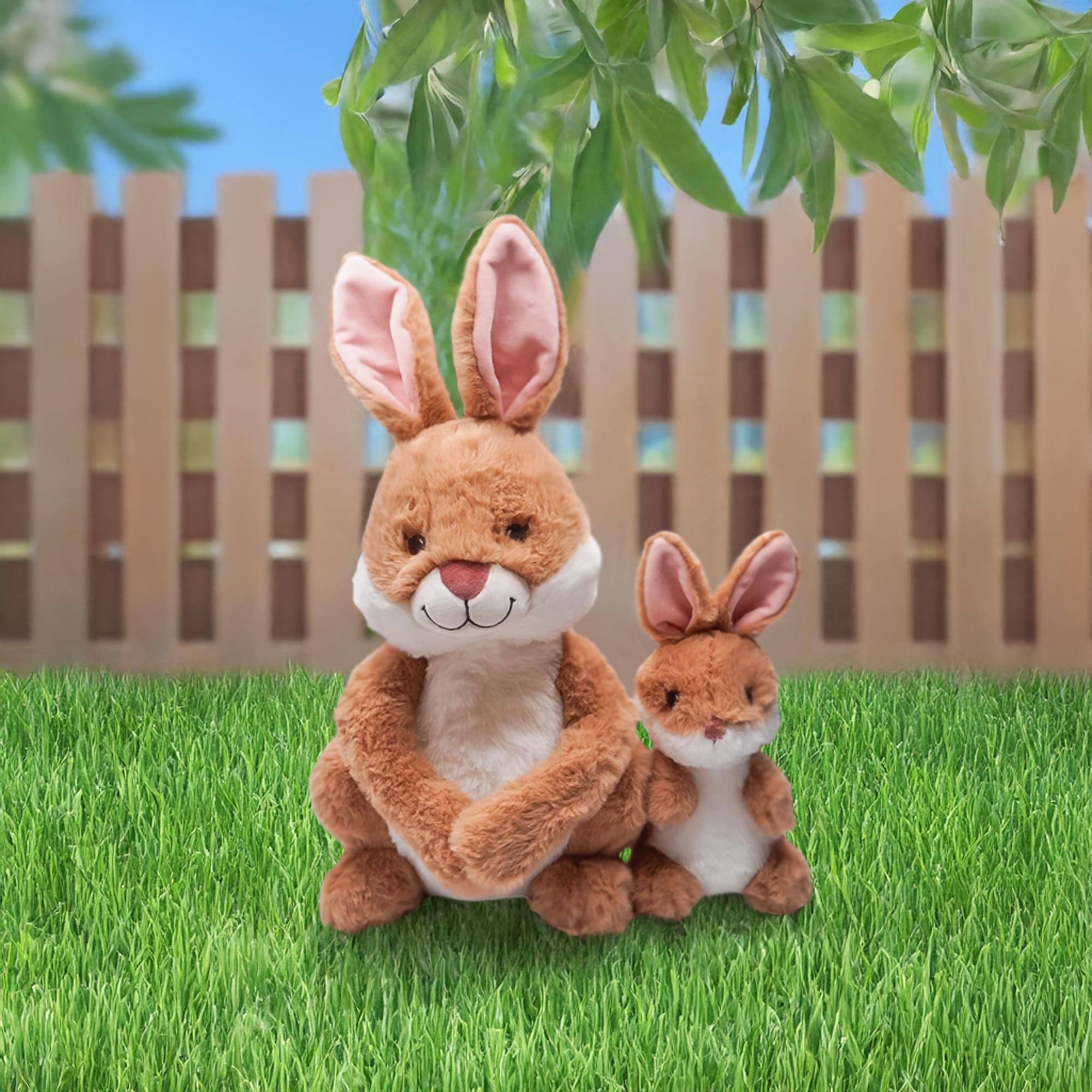 Alt View 1. TriAction Toys - Snooze Monsters Interactive Bedtime Plush Set | Bunny With Baby - Brown.