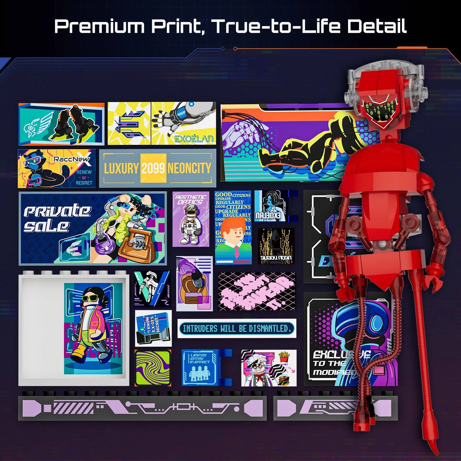 Premium Print, True-to-Life Detail

RS EXOLAN RaccNew RENEW LUXURY 2099 NEONCITY REGRET

Private sale

GOOD CITIZENS AESTHETIC L'PGRADE L'PGRADE OPTICS REGULARLY GOOD CITIZENS UPGRADE GRA REGULARLY EXOELAN GOOD NS 745 UP LY G ENS UN REG ULA

VEQU NOENE

KNOW E.X-03'5 SECRET."

INTRUDERS WILL BE DISMANTLED. LIMITED EXCLUSIVE ENTRY IN EFFECT THE TO MODIFIED
