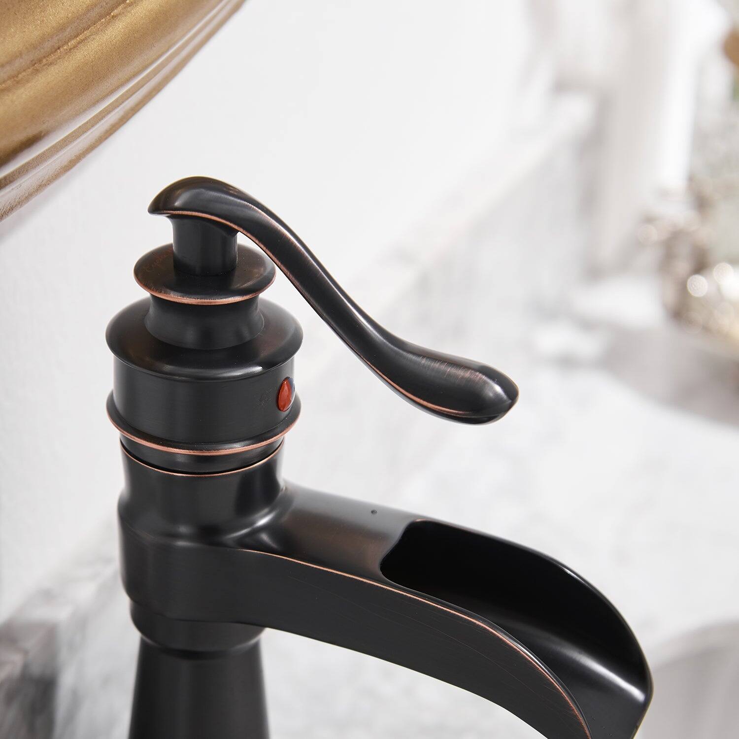 Alt View 4. Boyel Living - Single Handle Waterfall Bathroom Faucet 1-Hole Oil Rubbed Bronze - Oil Rubbed Bronze.