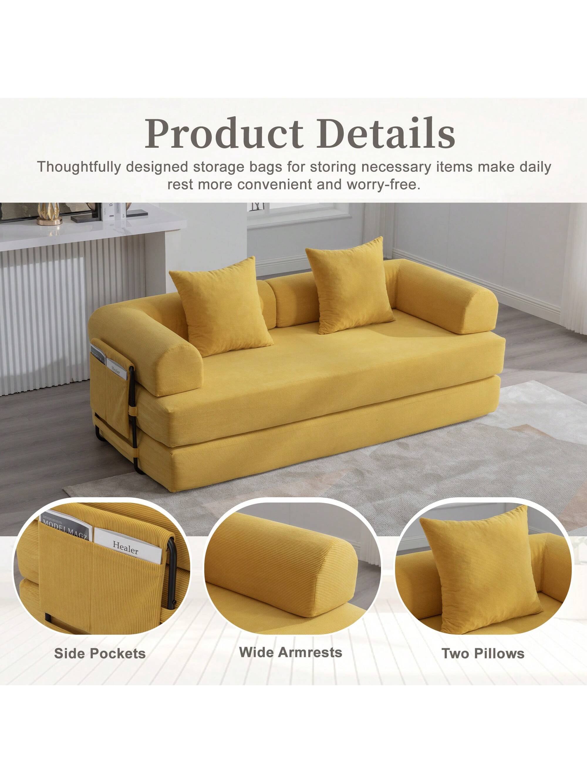 Product Details  
Thoughtfully designed storage bags for storing necessary items make daily rest more convenient and worry-free.  

- Side Pockets  
- Wide Armrests  
- Two Pillows