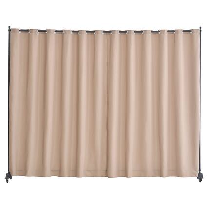 Front. VEVOR - Room Divider, Portable Panel Room Divider with Wheels Curtain Divider Stand, Freestanding Room Divider Privacy Screen - Brown.