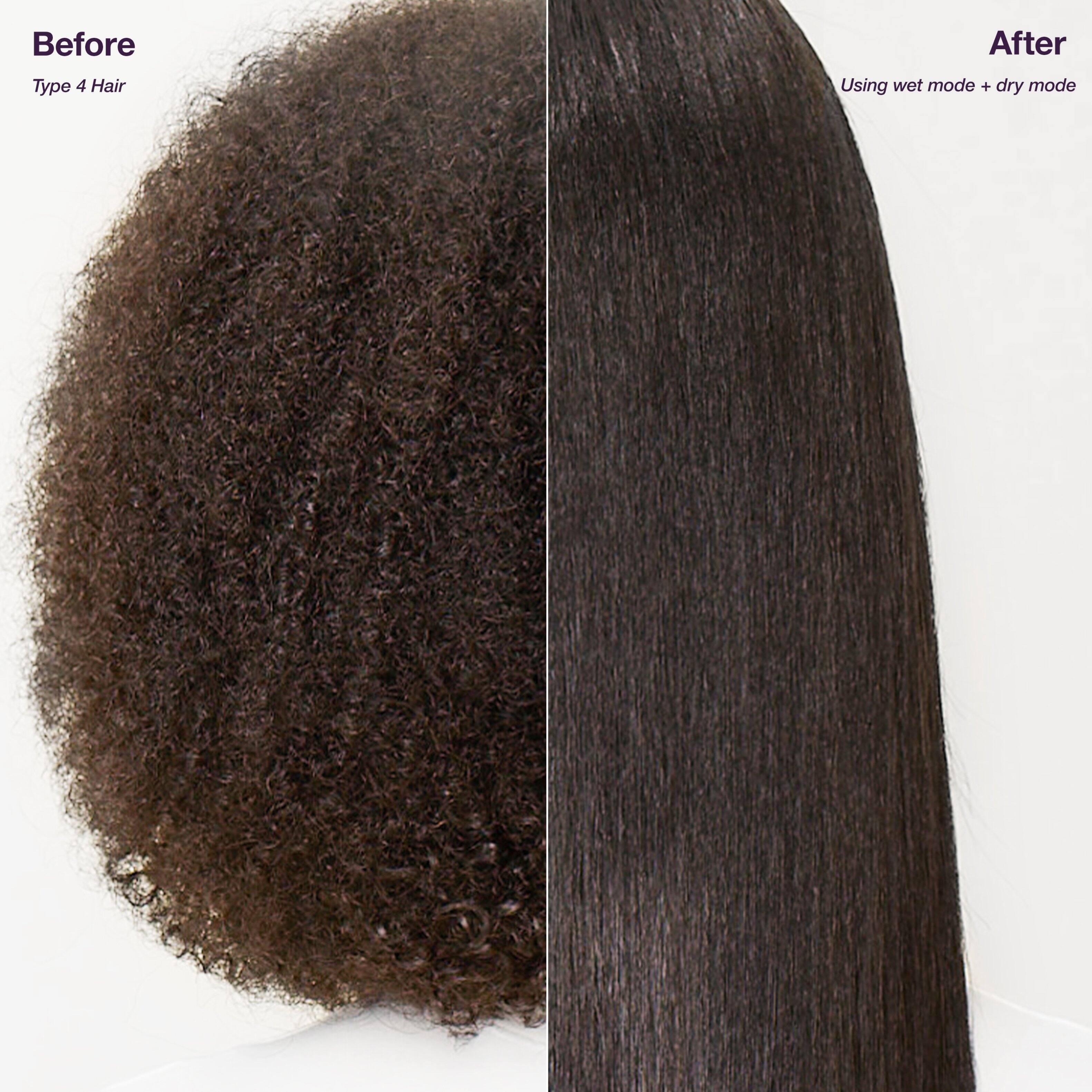 Before  
Type 4 Hair  

After  
Using wet mode + dry mode