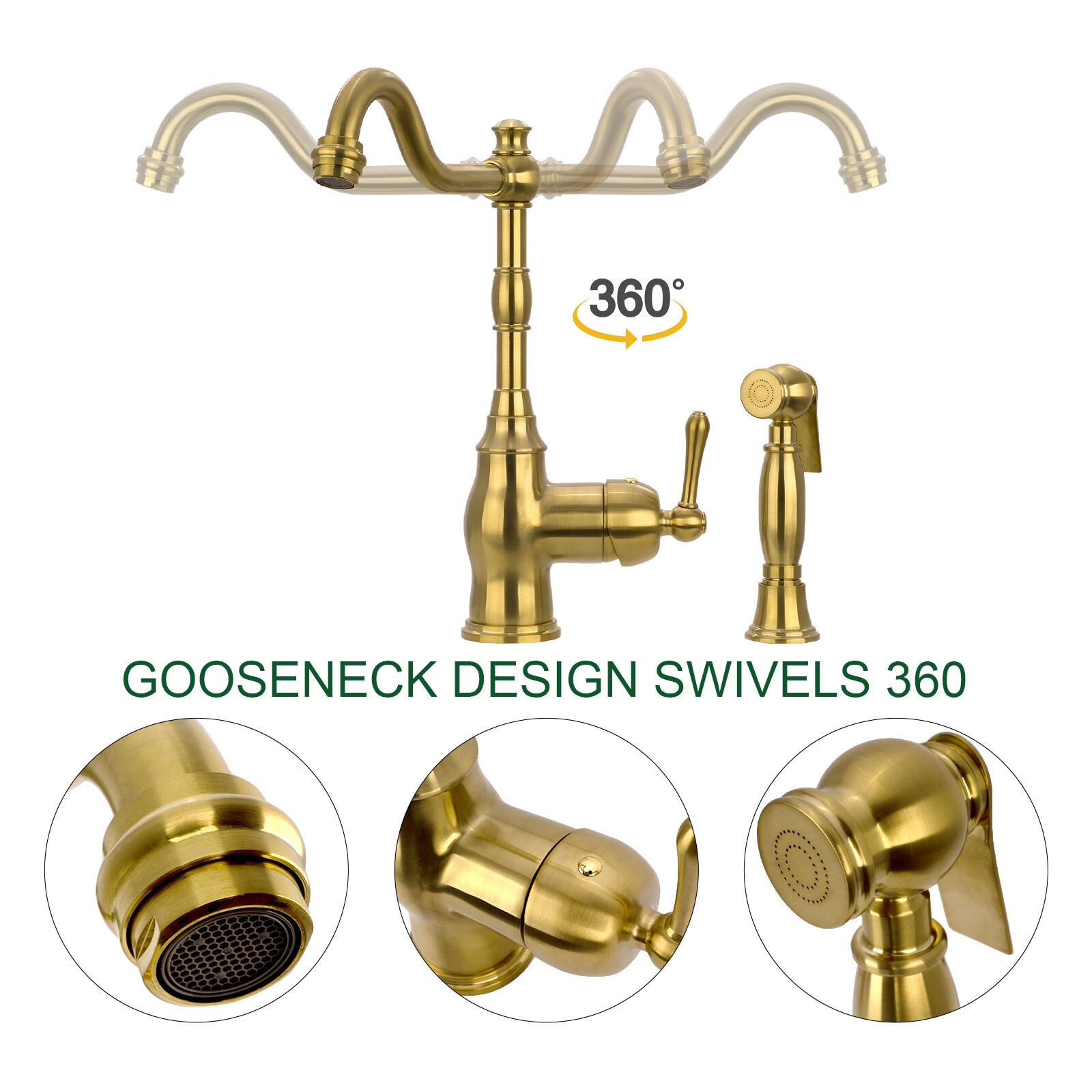 GOOSENECK DESIGN SWIVELS 360°