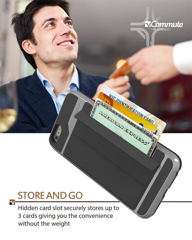 Commute by INEAA XVEN ENN NYC NATA T.1AN00ERAS IDENTIFICATION AMERICAN CARD EXPRESS STORE AND GO V Hidden card slot securely stores up to 3 cards giving you the convenience without the weight