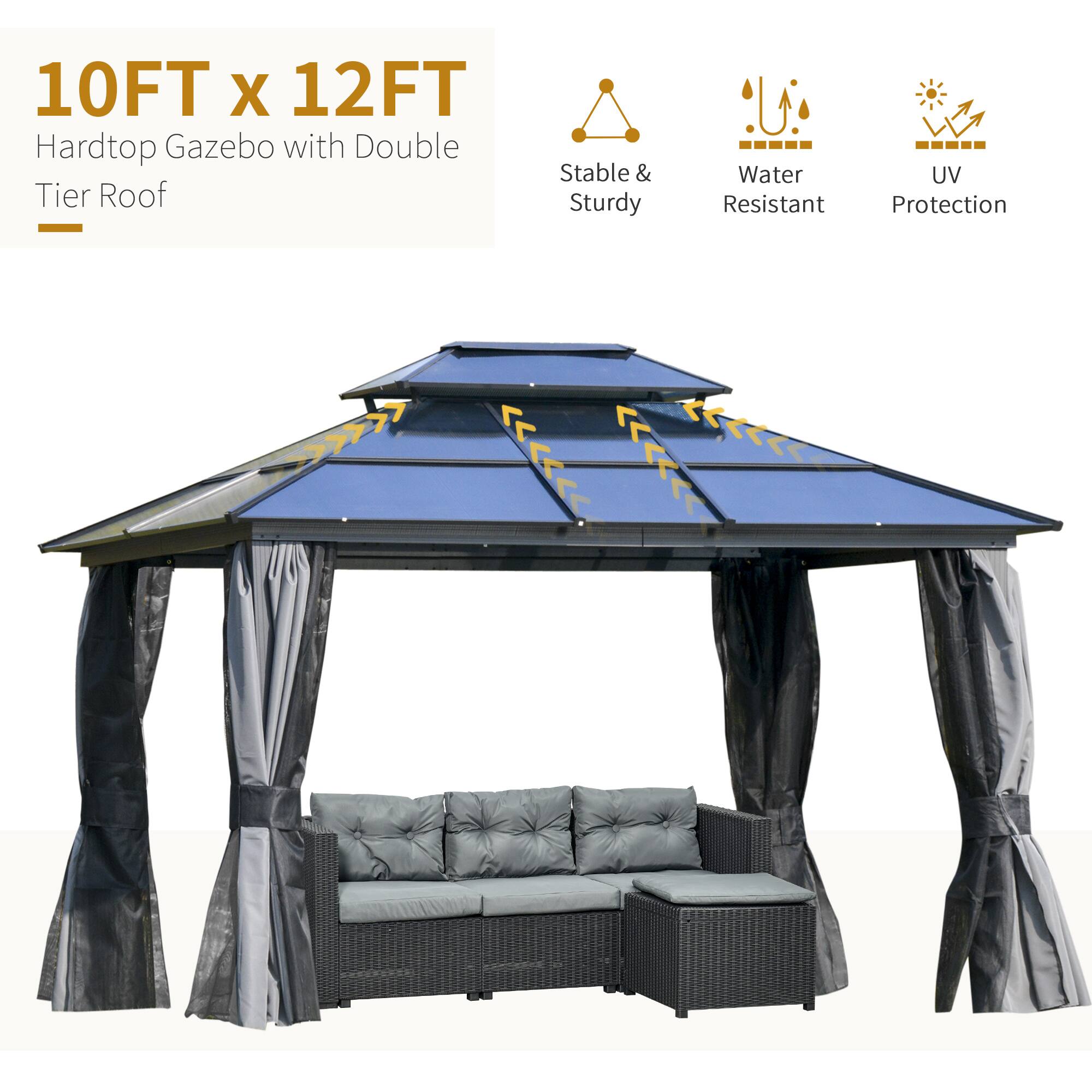 10FT x 12FT Hardtop Gazebo with Double Tier Roof

- Stable & Sturdy
- Water Resistant
- UV Protection