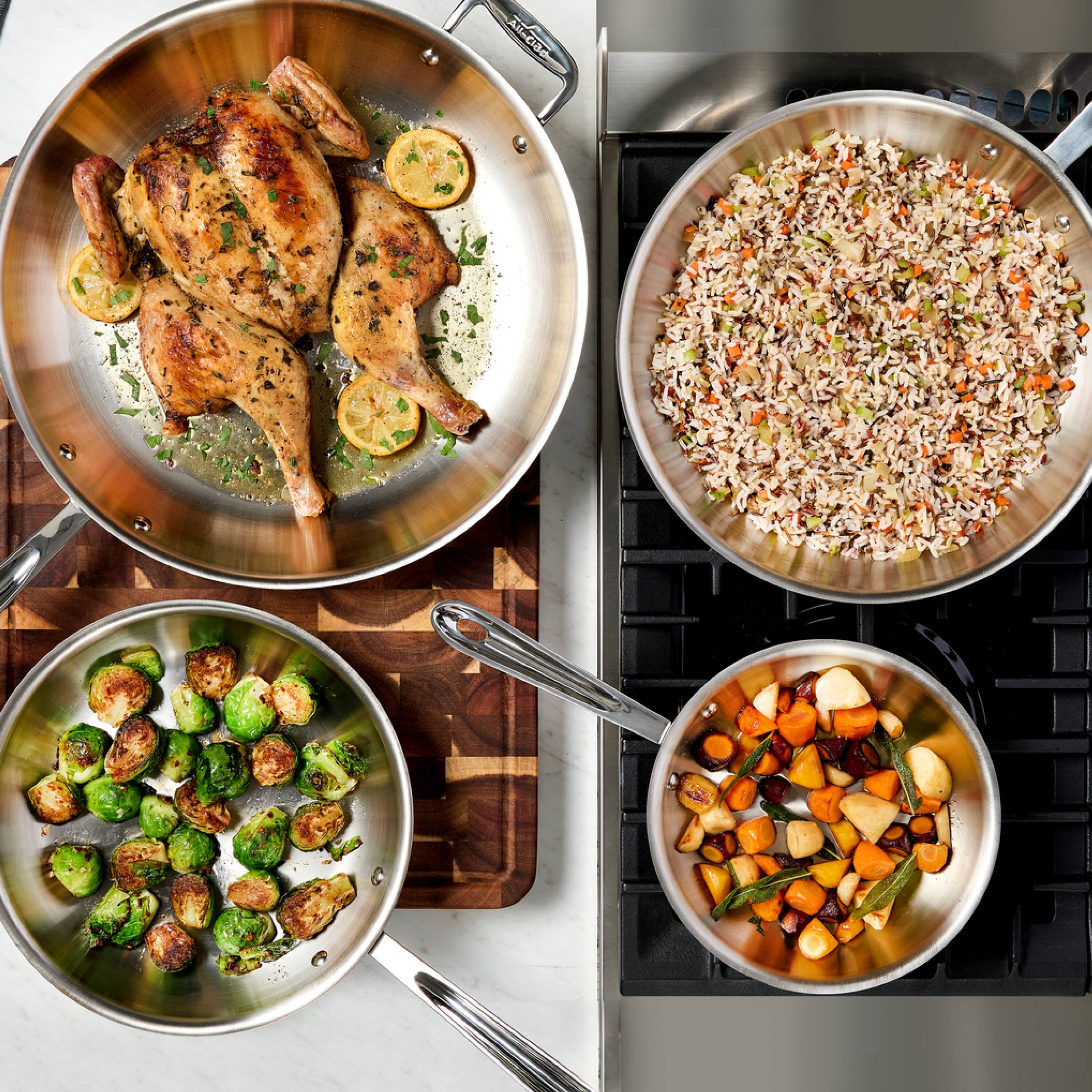 Alt View 6. All Clad - All-Clad 8" Stainless Steel Fry Pan, 3-Ply Bonded Cookware,Silver - Silver.