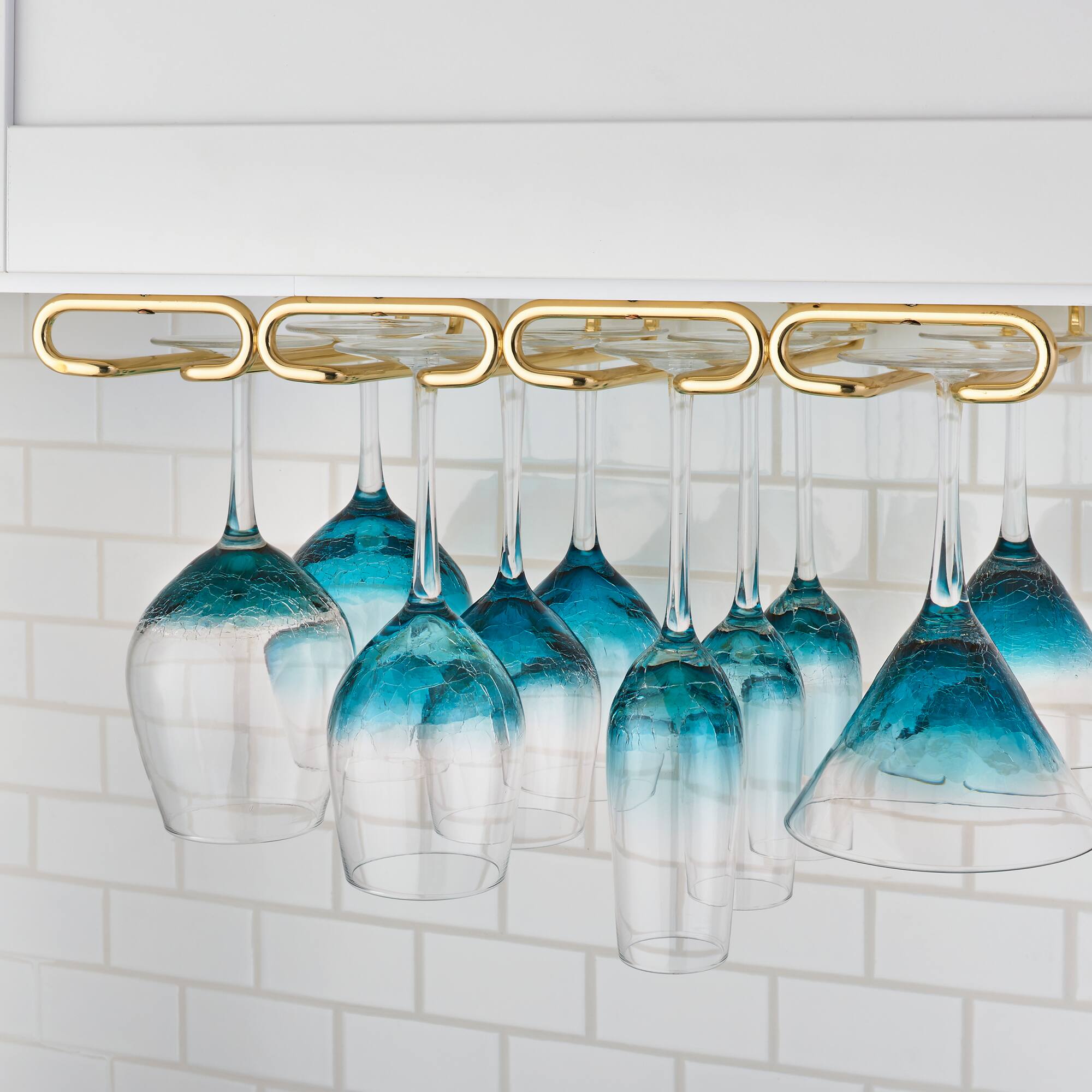 Alt View 2. Rev-A-Shelf - Rev-A-Shelf 11" Quad Under Cabinet Glass & Stemware Holder, Brass, 3450-11BR - Brass.