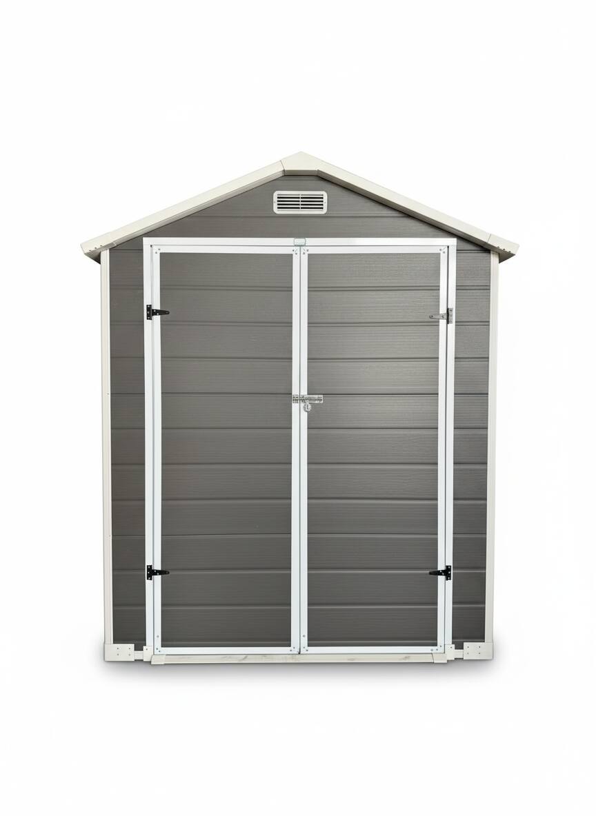 Alt View 2. Mondawe - 6x4 Ft Plastic Outdoor Storage with Floor and Lockable Door - Grey.