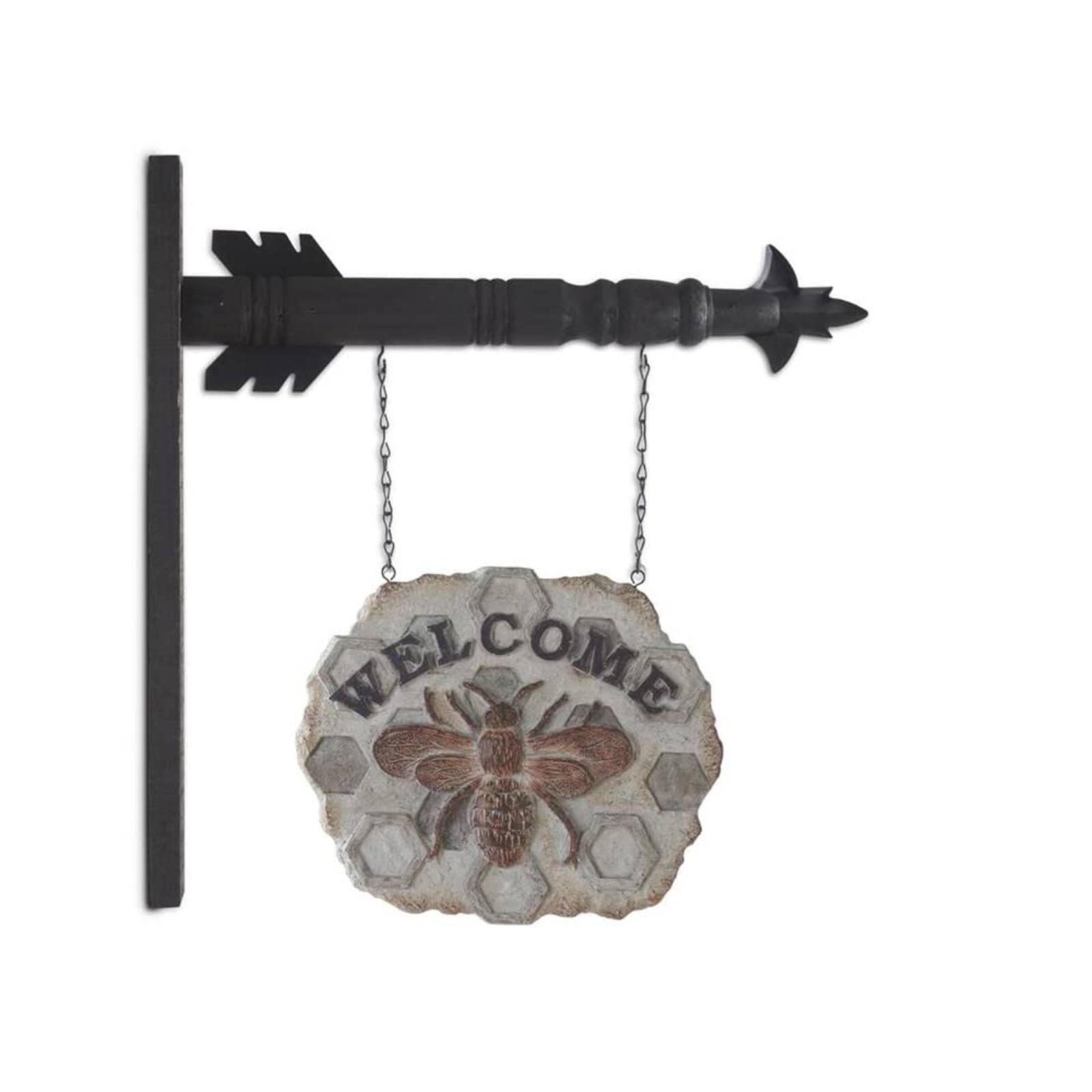 Angle. K&K Interiors - K&K Interiors Welcome Honeycomb with Bee Arrow Replacement Sign 10 Inch - Arrow Sold Separately - Gray.