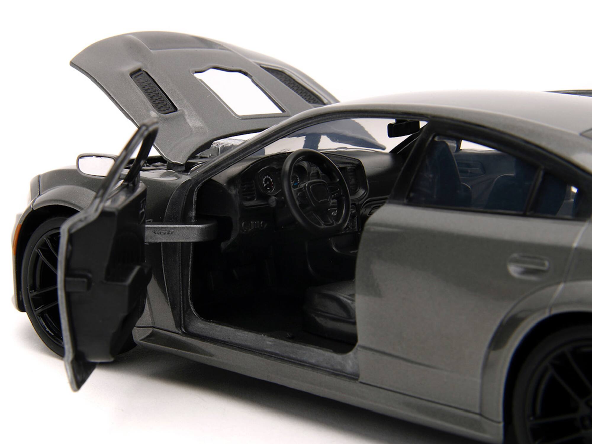 Left. Jada - 2021 Dodge Charger SRT Hellcat Gray Metallic "Fast X" (2023) Movie "Fast & Furious" Series 1/24 - Gray Metallic.