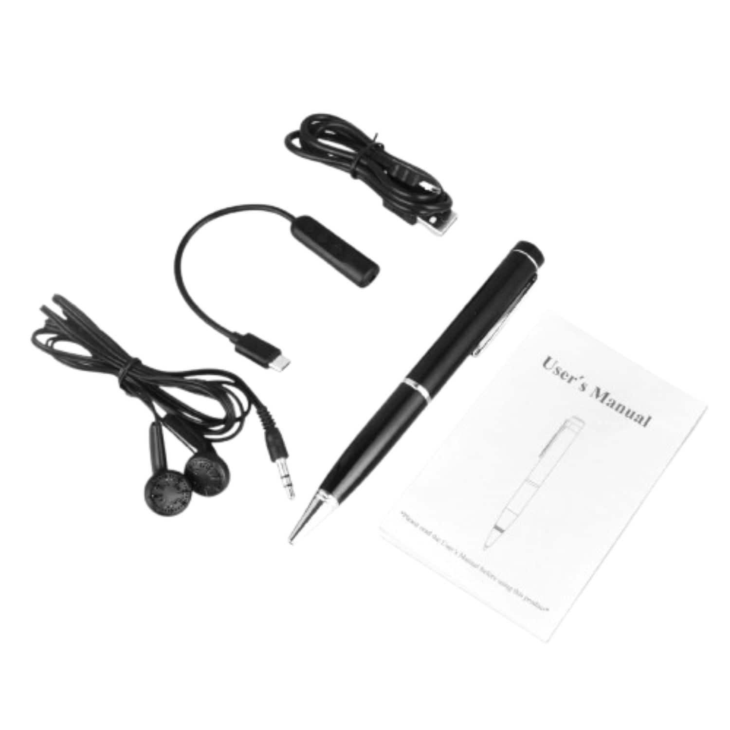 Home Collection - Mini Spy Pen Voice Recorder – Hidden Audio Recording Device for Office, Meetings, and Personal Use - Black