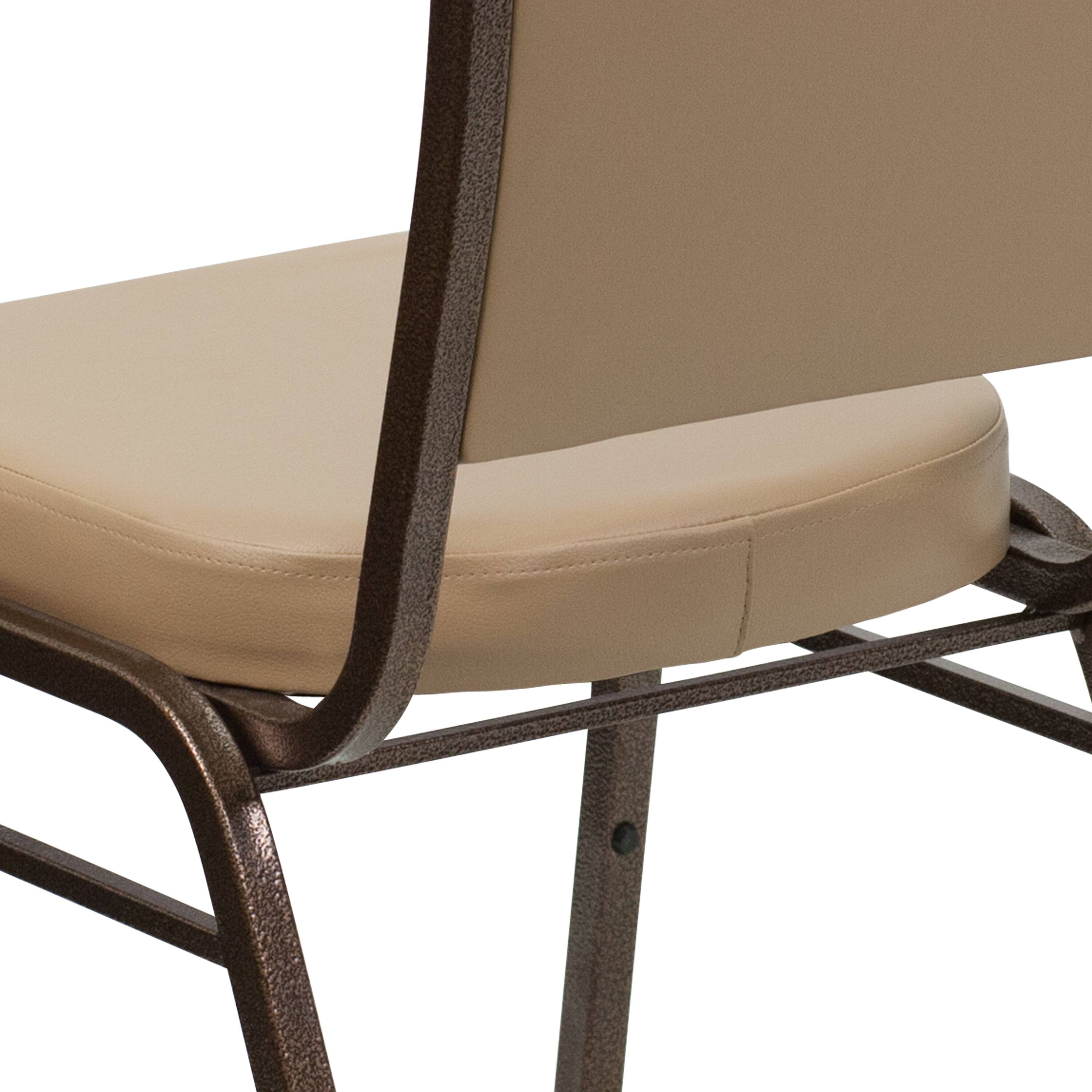 Alt View 10. Emma + Oliver - Crown Back Stacking Banquet Dining Chair - Tan Vinyl/Copper Vein Frame.