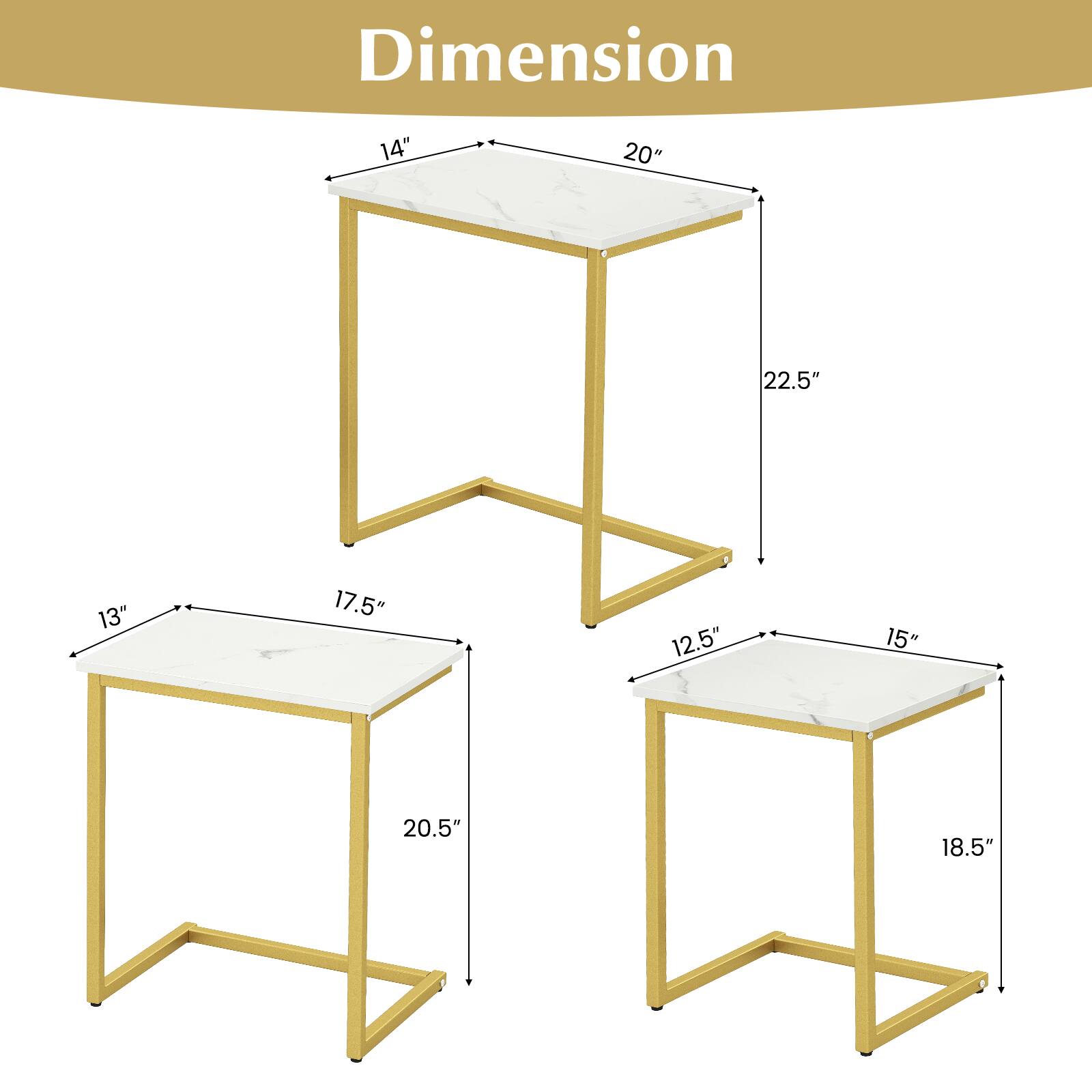 Dimension

14" x 20" x 22.5"

13" x 17.5" x 20.5"

12.5" x 15" x 18.5"