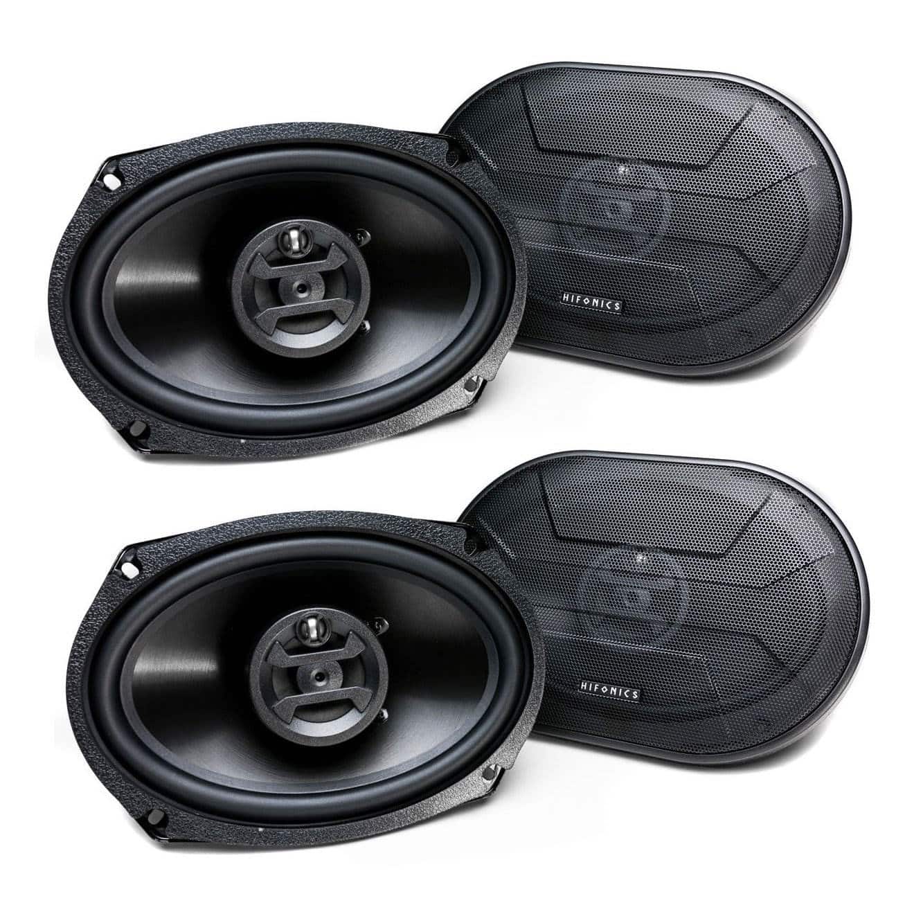 Hifonics - Zeus 800 Watt 6 x 9 Inch 3 Way Car Audio Coaxial Speakers, 2 Pairs - Black