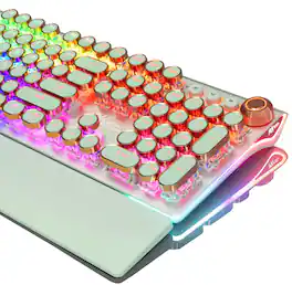 RK ROYAL KLUDGE - X108 Typewriter Style Mechanical Keyboard Wired Gaming Keyboard Blue Switches - Green