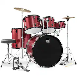 Best Choice Products - 5-Piece Beginner Drum Set w/ Snare, Bass, Toms, Cymbal, Hi-Hat, Sticks, Drum Pedal - Red - Red Sparkle