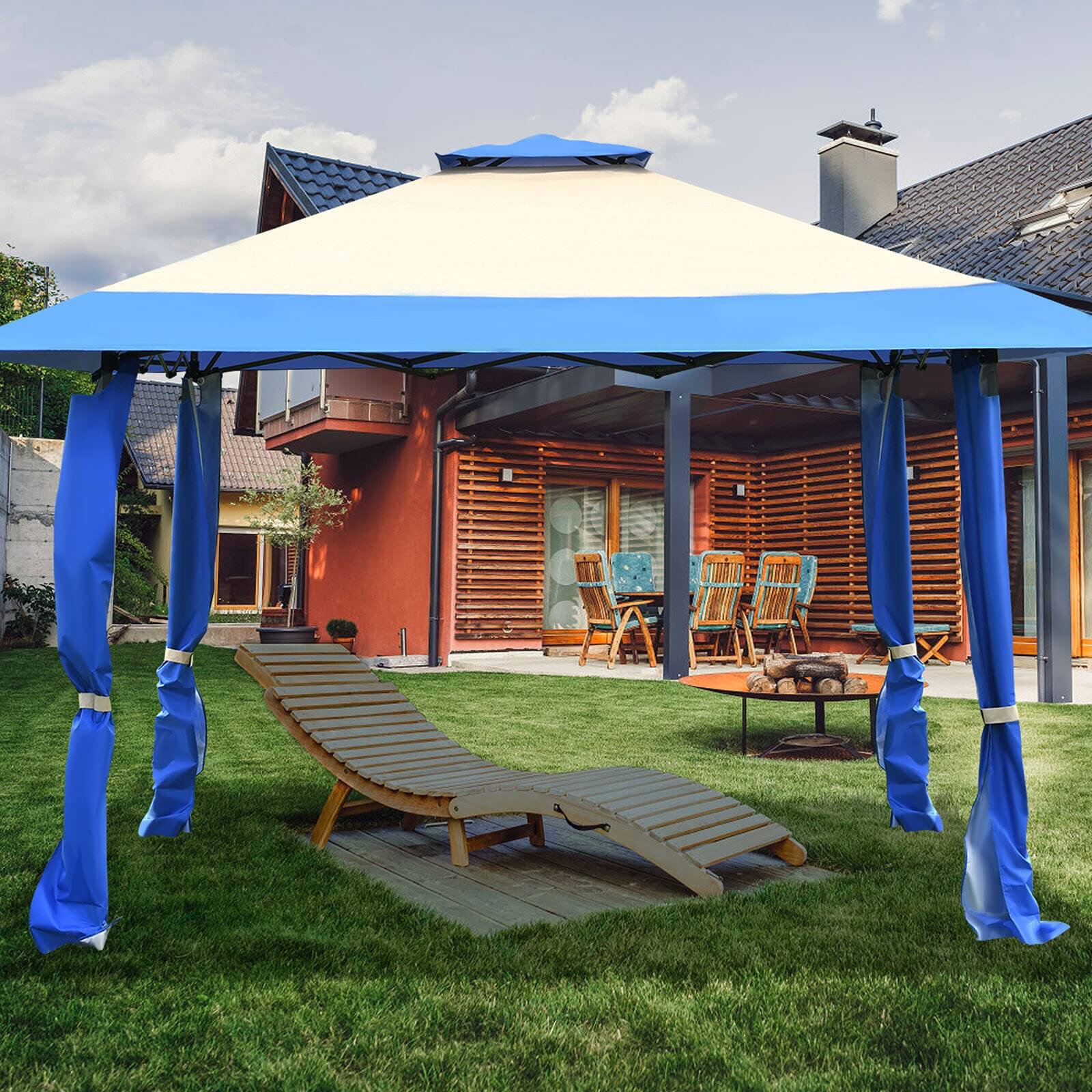 Alt View 1. Ecooso - 13 x 13 Feet Pop Up Gazebo Tent with Carry Bag for Patio Garden - Blue.