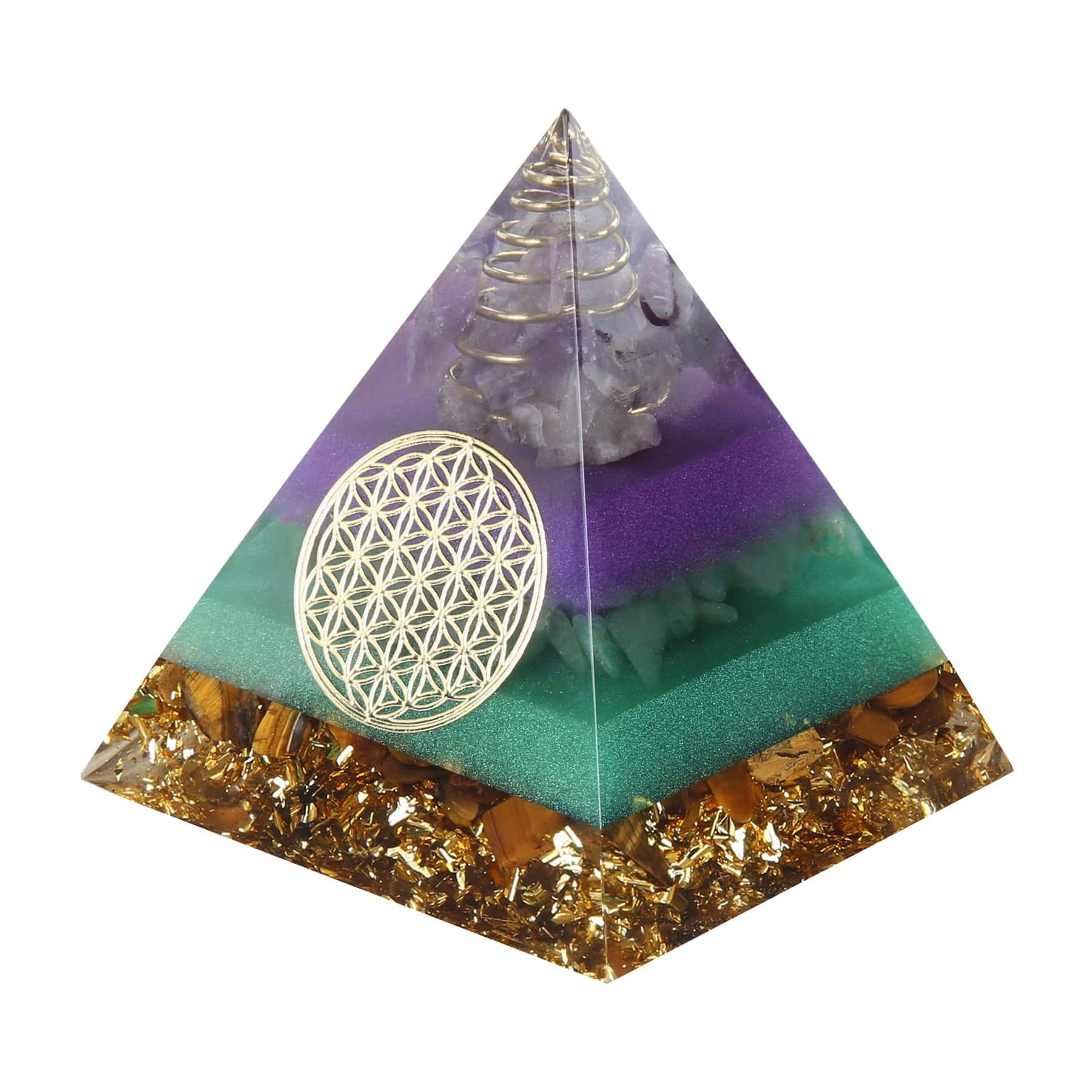 Hanke - Amethyst Orgone Pyramid for Meditation, Stress Relief & Wealth Energy – 2.4" Handmade Crystal Decor - G1