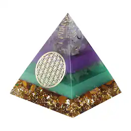 Hanke - Amethyst Orgone Pyramid for Meditation, Stress Relief & Wealth Energy – 2.4" Handmade Crystal Decor - G1
