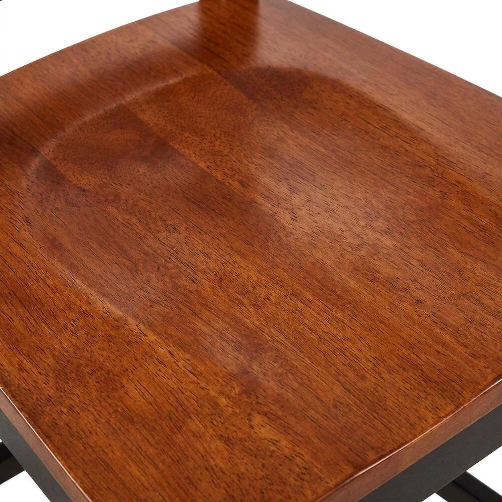 Back. FurniFact - Solid Wood Counter Height Bar Stools - Black & Cherry.