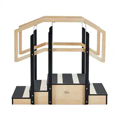 Front. Viva Comfort - 500 lbs. Capacity Hardwood Non-slip Physical Therapy Staircase - Natural Wood.