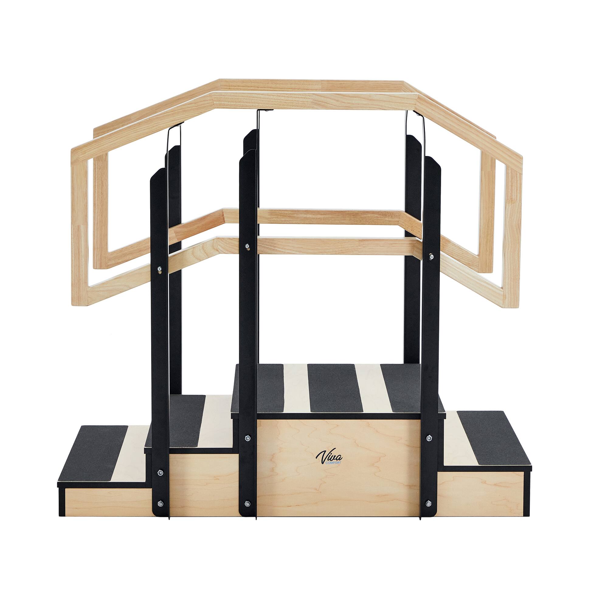 Front. Viva Comfort - 500 lbs. Capacity Hardwood Non-slip Physical Therapy Staircase - Natural Wood.