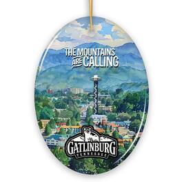 OrnamentallyYou - Classic Gatlinburg Tennessee Ceramic Ornament Vintage Souvenir Christmas Decor Gift Oval - Multi-colored