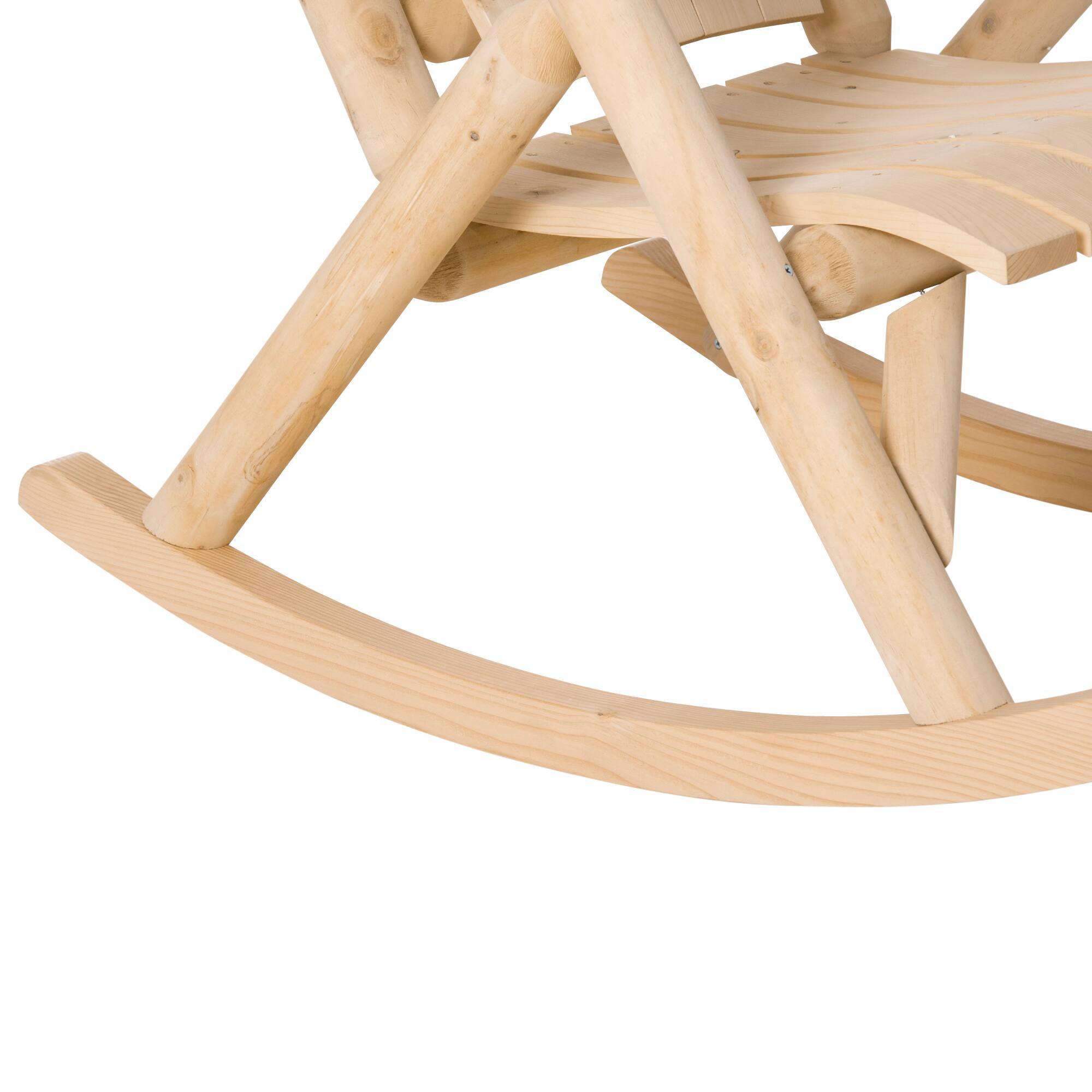 Alt View 8. Outsunny - Outdoor Wooden Rocking Chair, Single-Person Rustic Adirondack Rocker with Slatted Seat, High Backrest - Natural Wood.