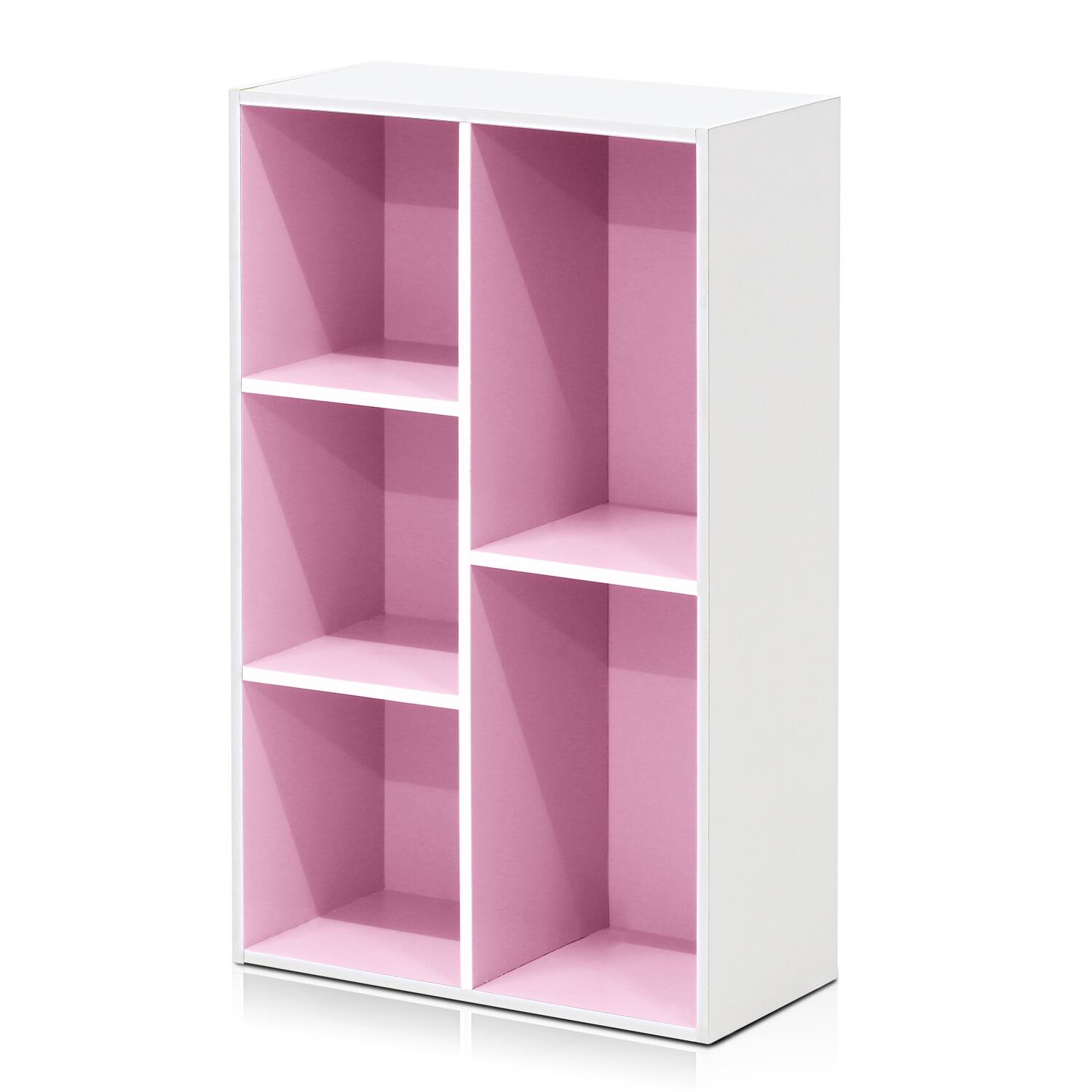 Alt View 2. HOMLUX - 5-Cube 31.5" Wooden Reversible Bookcase Standing Bookshelf Storage Organizer Bookshelves for Office Living Room, Pink - Pink, White.