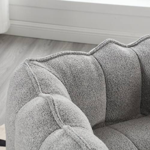 Alt View 4. GOODSILO - Premium Square Bean Bag Sofa with Footstool for Ultimate Relaxation in Living Room and Bedroom - Grey.