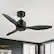Angle. Breezary - 42" Modern Indoor Ceiling Fan, 3 ABS Blades, 6-Speed DC Motor, Remote Control, Timer, 5'' Downrod, Light/No Light Option - Matte Black (Without Light).
