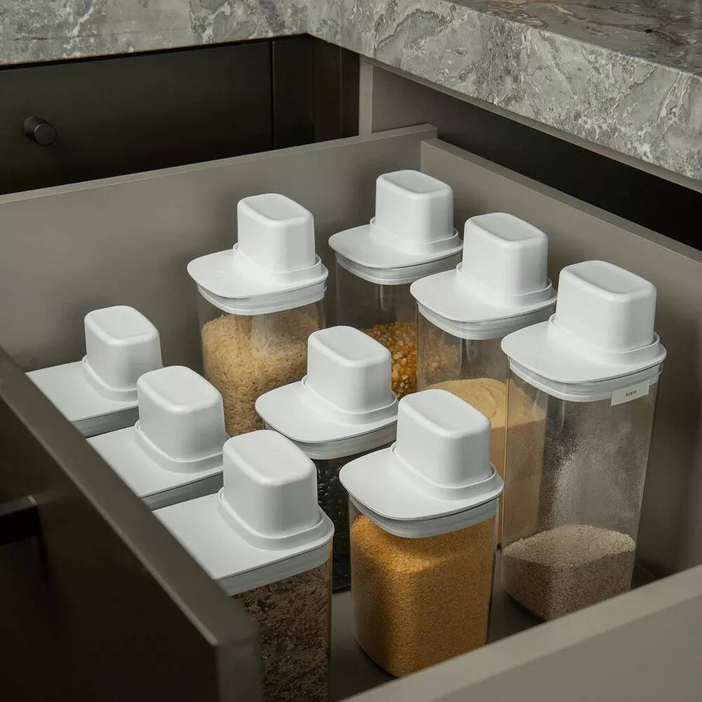 Alt View 1. OU - 4 Cup Clear Airtight Food Storage Container with Measuring Cup for Sugar, Coffee & Dry Food - White.