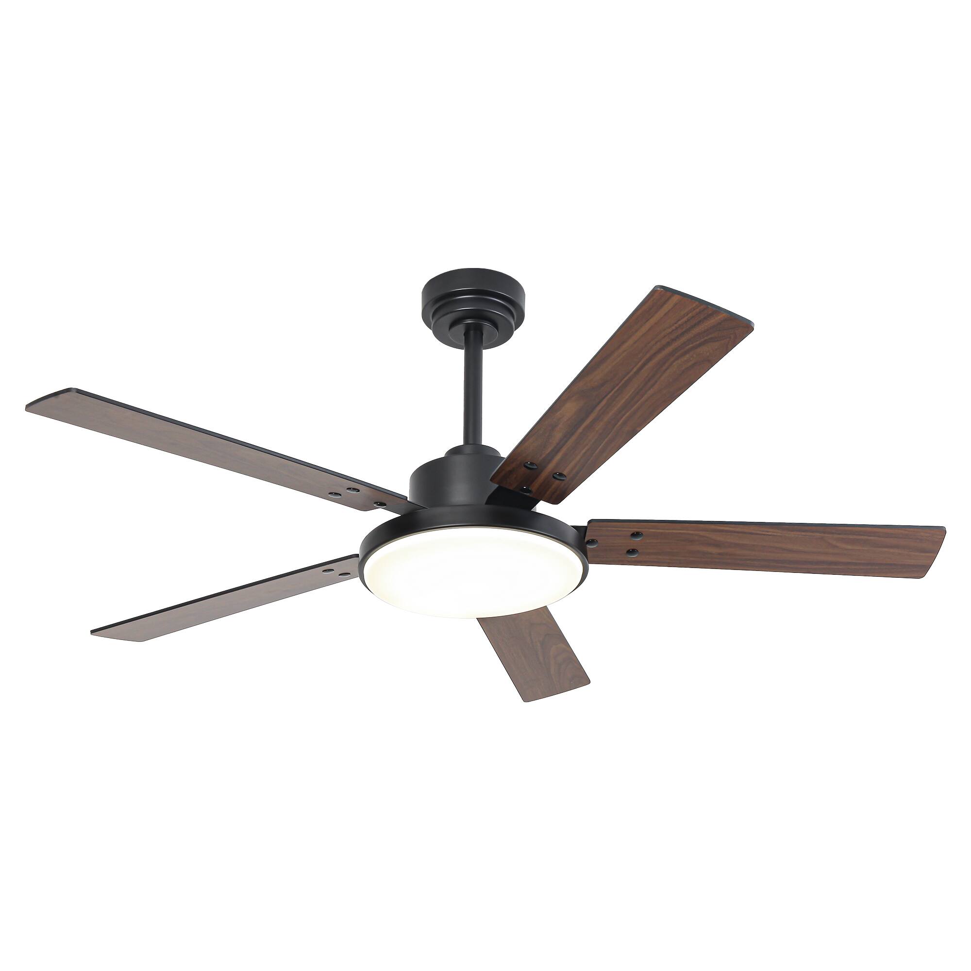 Alt View 9. Vaczon - 52" Modern Black 6 Speed DC Motor Smart Ceiling Fan with Light and Remote and APP Control, Reversible Blades - Black.