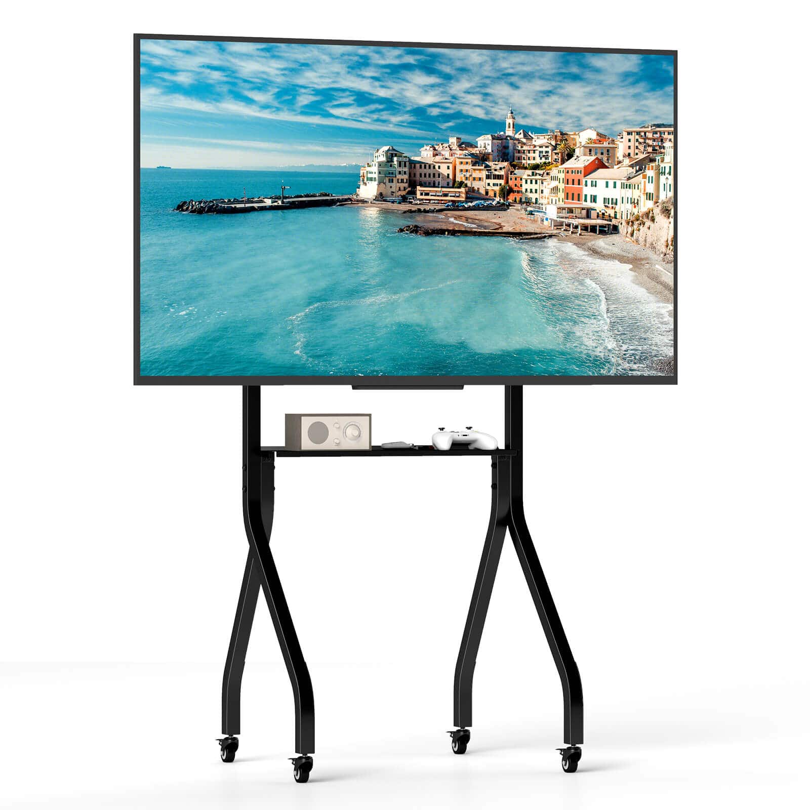 Front. Costway - Mobile TV Stand Rolling TV Cart for Most 43"-100" Flat/Curved Screens up to 110 lbs - Black.
