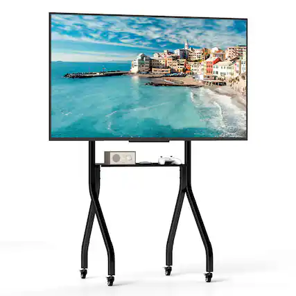 Front. Costway - Mobile TV Stand Rolling TV Cart for Most 43"-100" Flat/Curved Screens up to 110 lbs - Black.