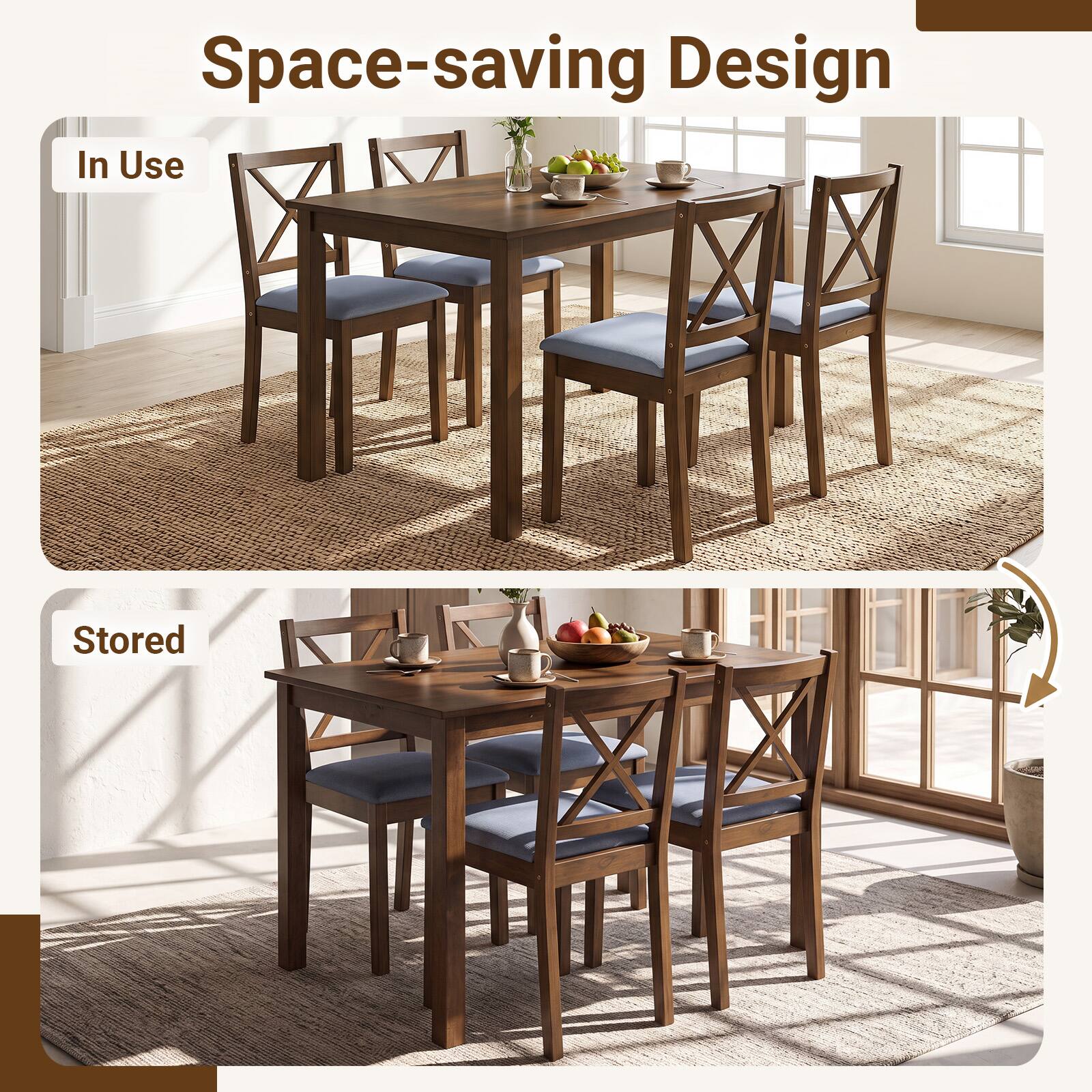 Space-saving Design

In Use

Stored