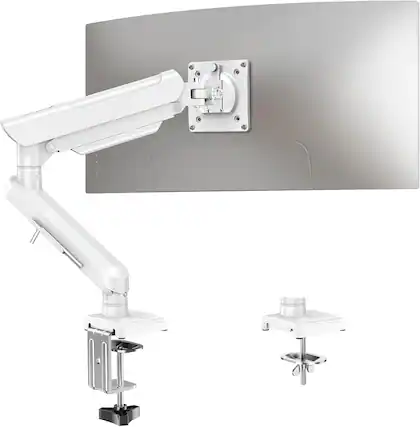 Front. FINEAK - Single Monitor Desk Mount for 13-32 inch Adjustable Full Motion Monitor Arm - White.